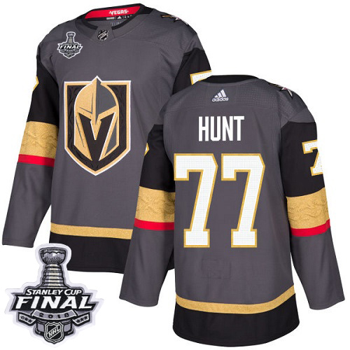 Adidas Golden Knights #77 Brad Hunt Grey Home Authentic 2018 Stanley Cup Final Stitched NHL Jersey - Click Image to Close